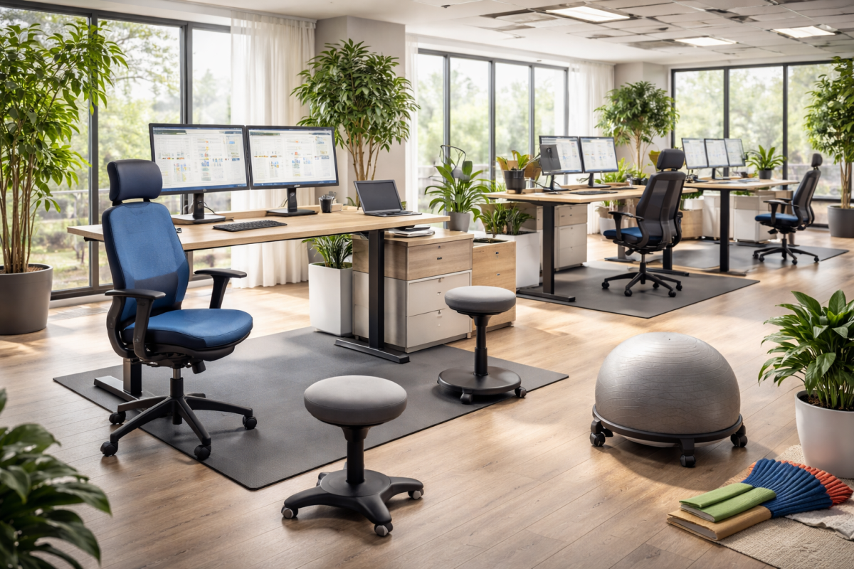 Bureau moderne et ergonomique lumineux