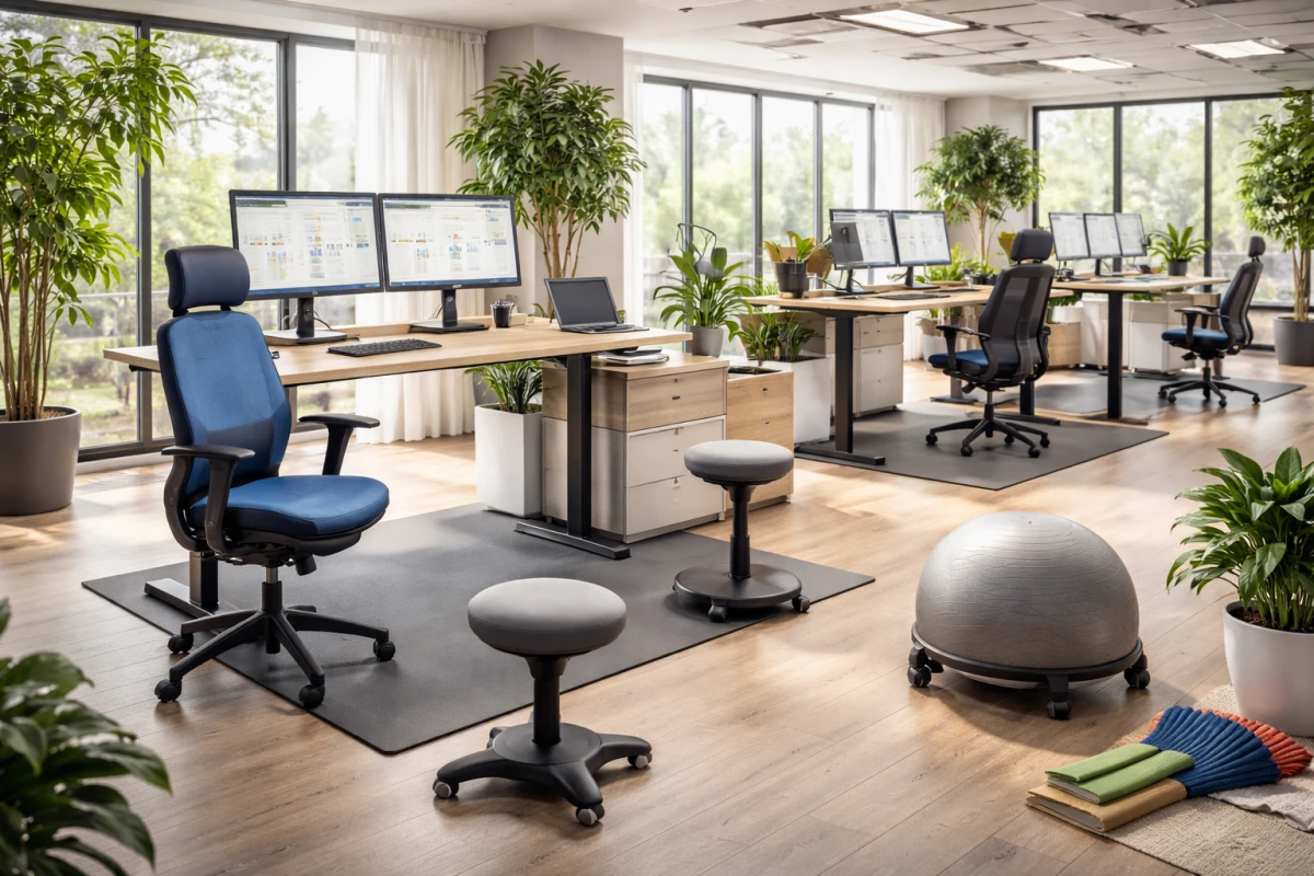 Bureau moderne et ergonomique lumineux
